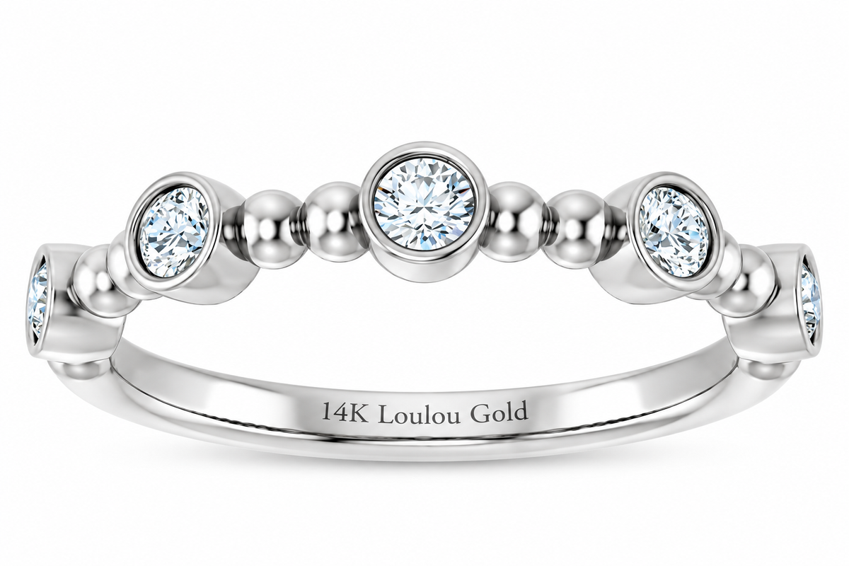 14K Stackable Bubble Diamond Ring