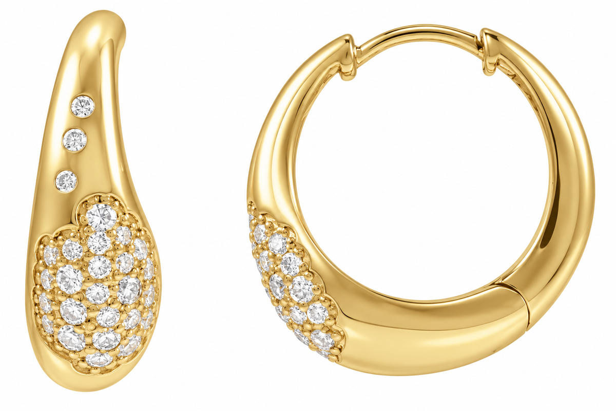 14K Scarlett Pave Hoop Earrings