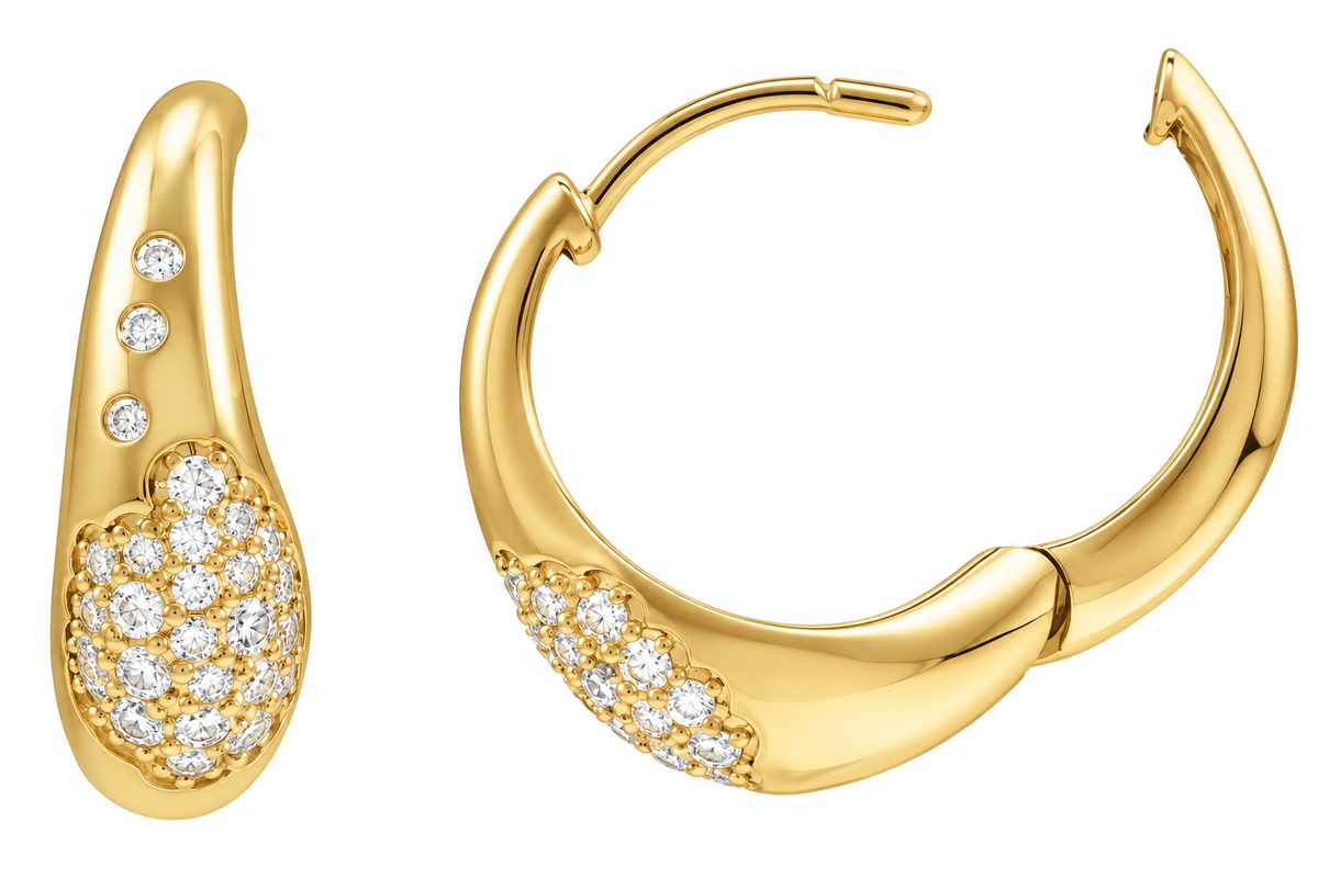 14K Scarlett Pave Hoop Earrings