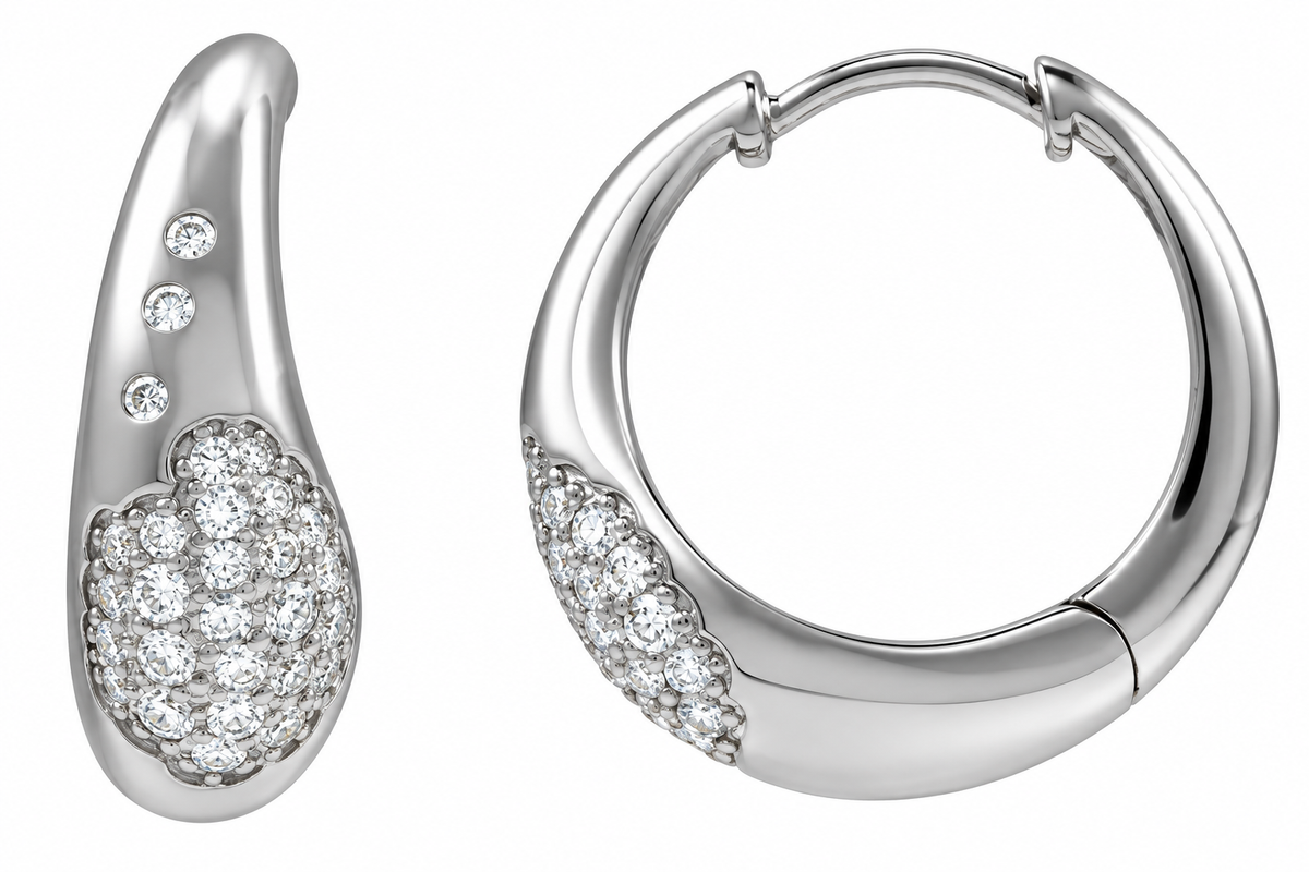 14K Scarlett Pave Hoop Earrings