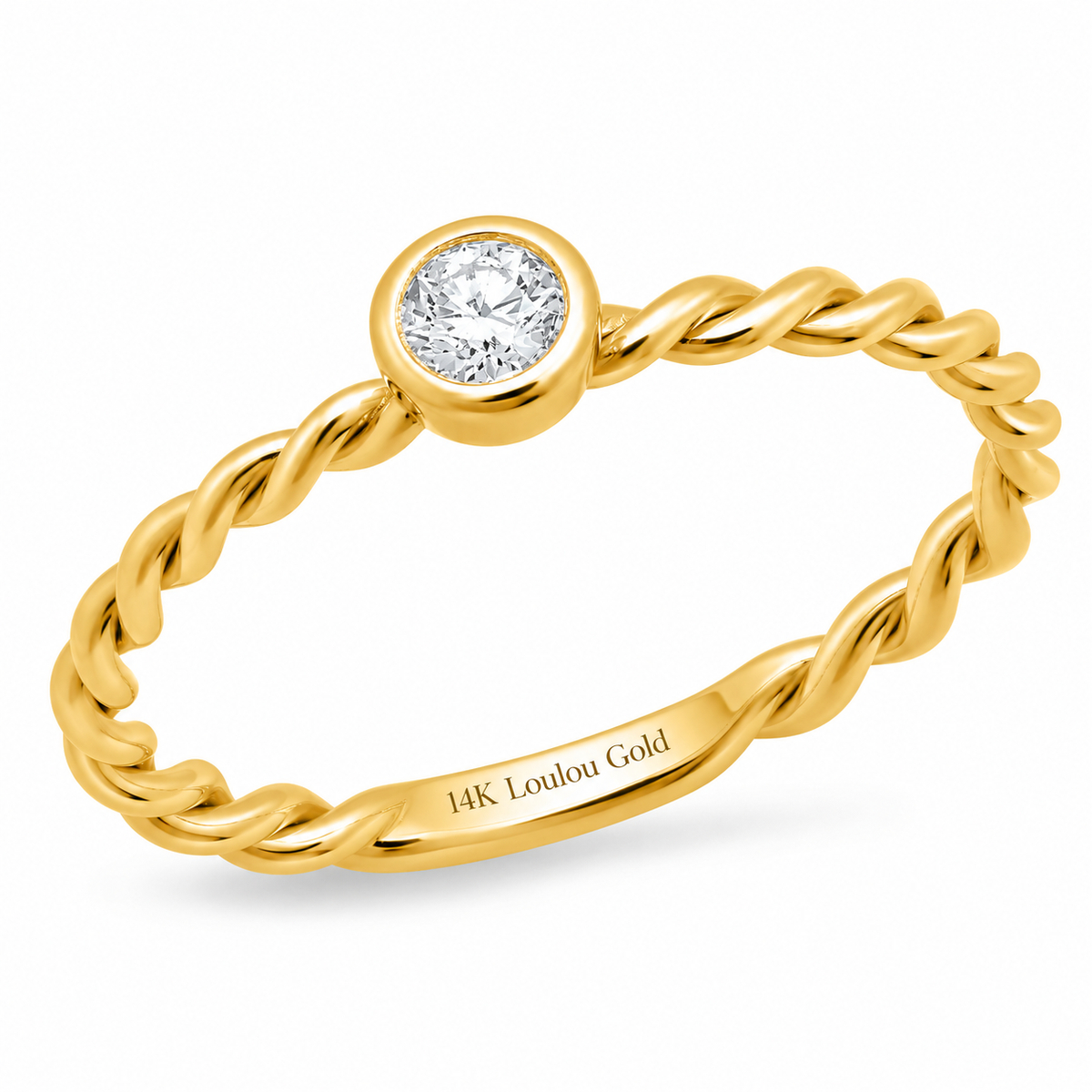 14K Twisted Round Stacker