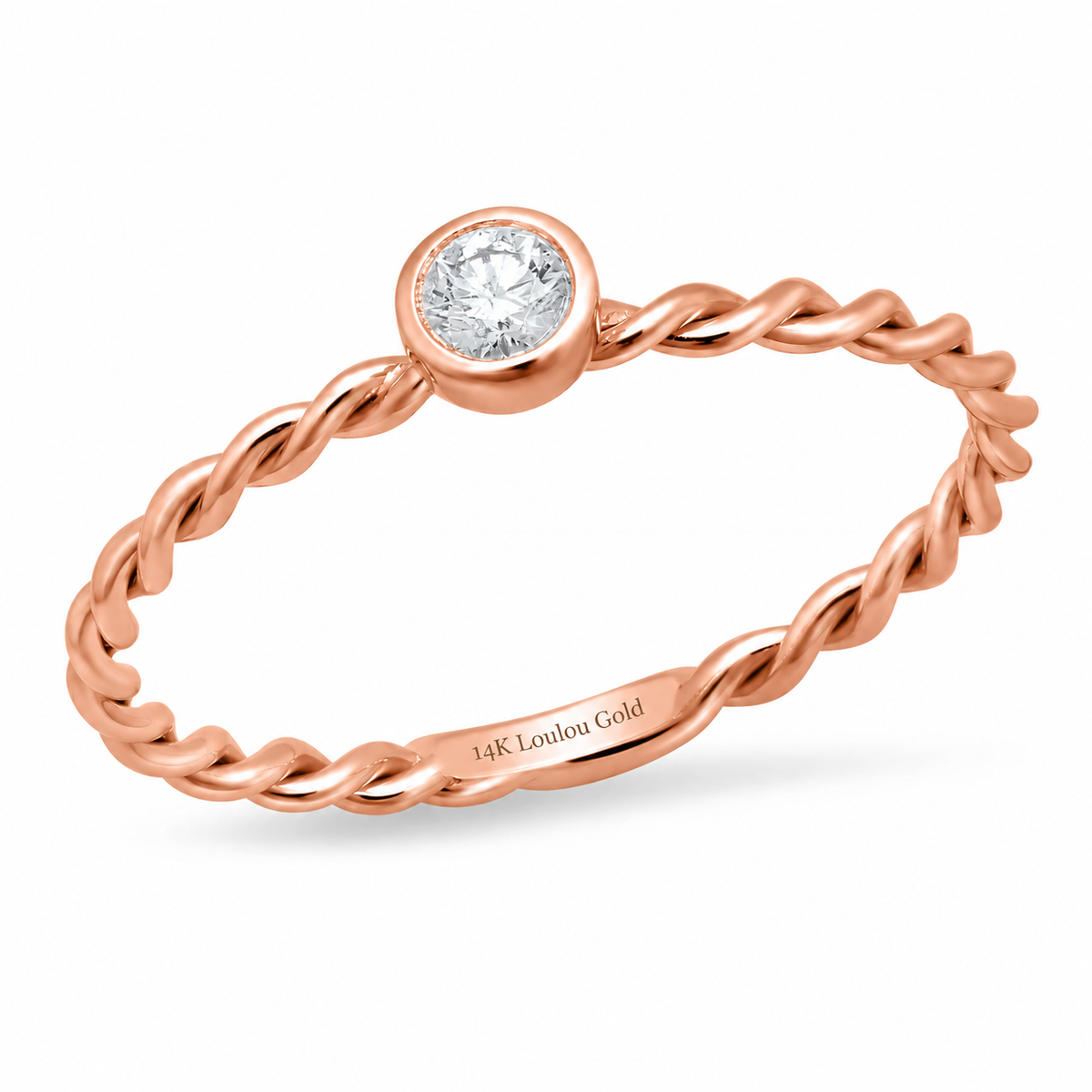 14K Twisted Round Stacker
