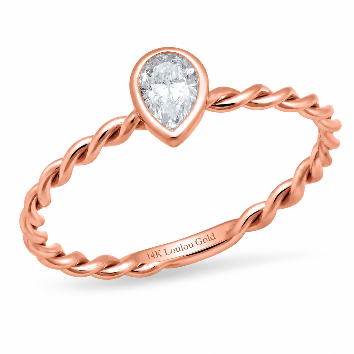 14K Twisted Pear Stacker