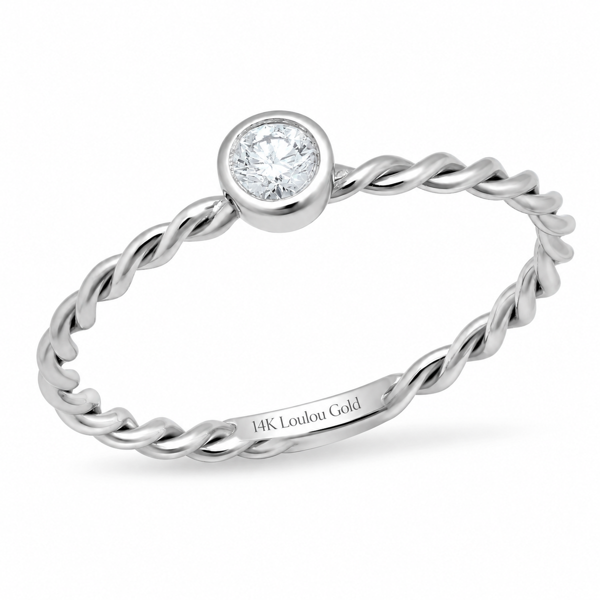 14K Twisted Round Stacker
