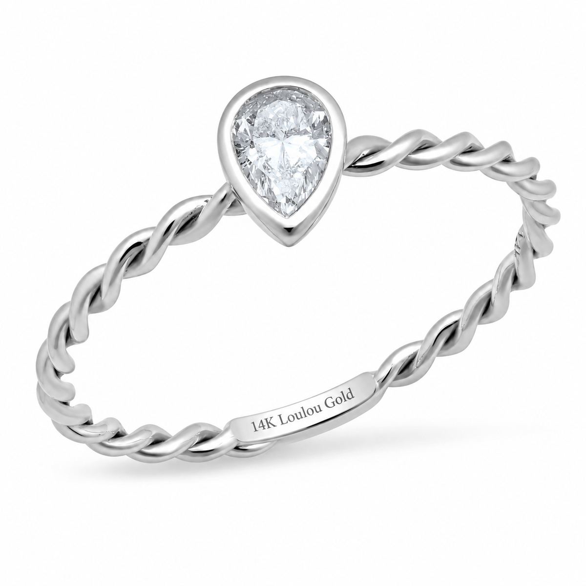 14K Twisted Pear Stacker