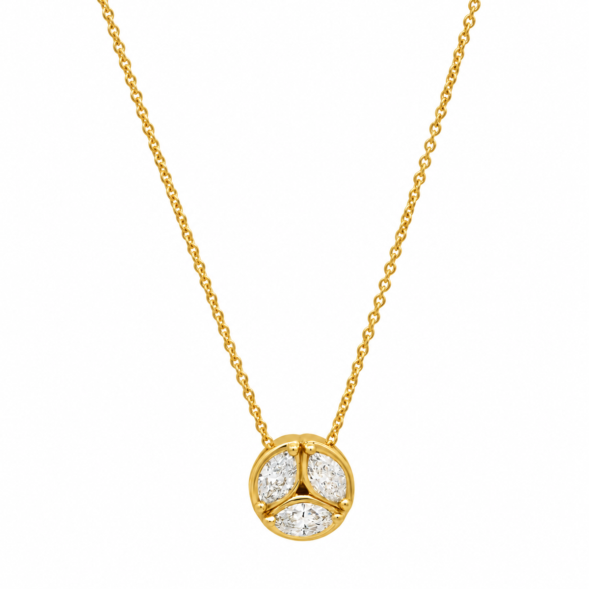 14K 3Marquise Diamond Necklace