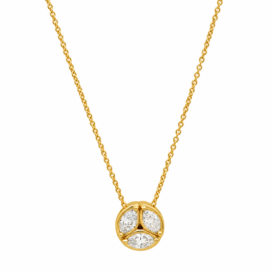 14K 3Marquise Diamond Necklace