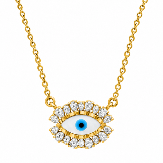 14K Pear Evil Eye Necklace