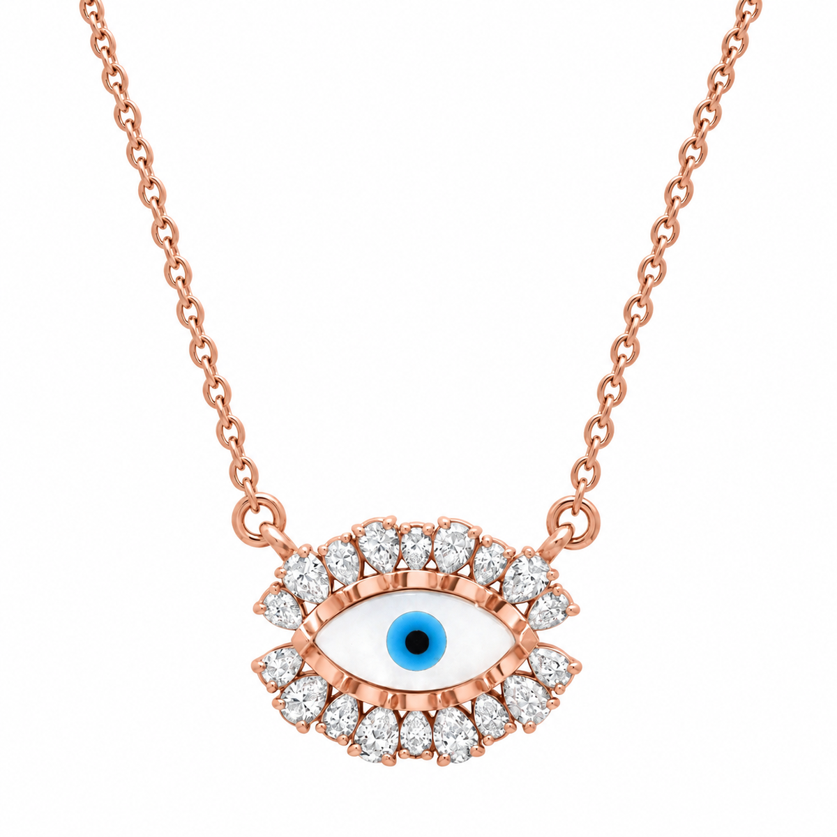 14K Pear Evil Eye Necklace