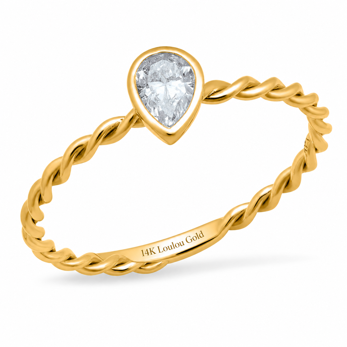 14K Twisted Pear Stacker