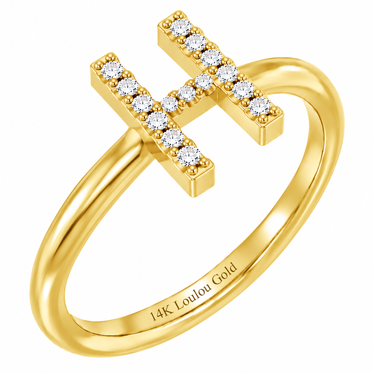 14K initial Diamond Ring