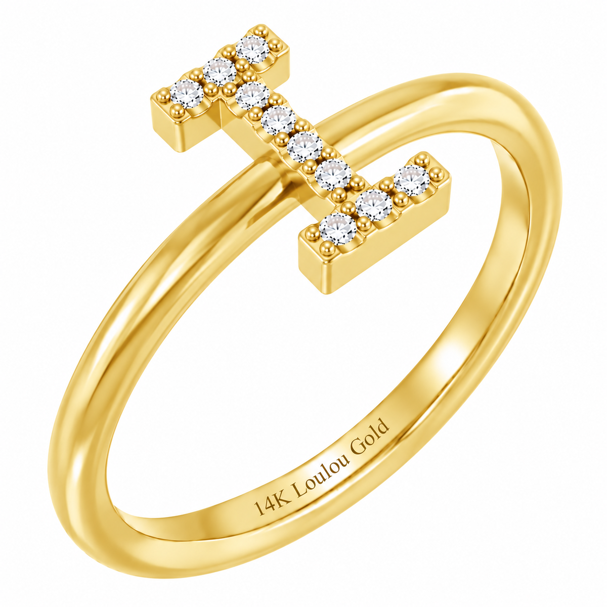 14K initial Diamond Ring
