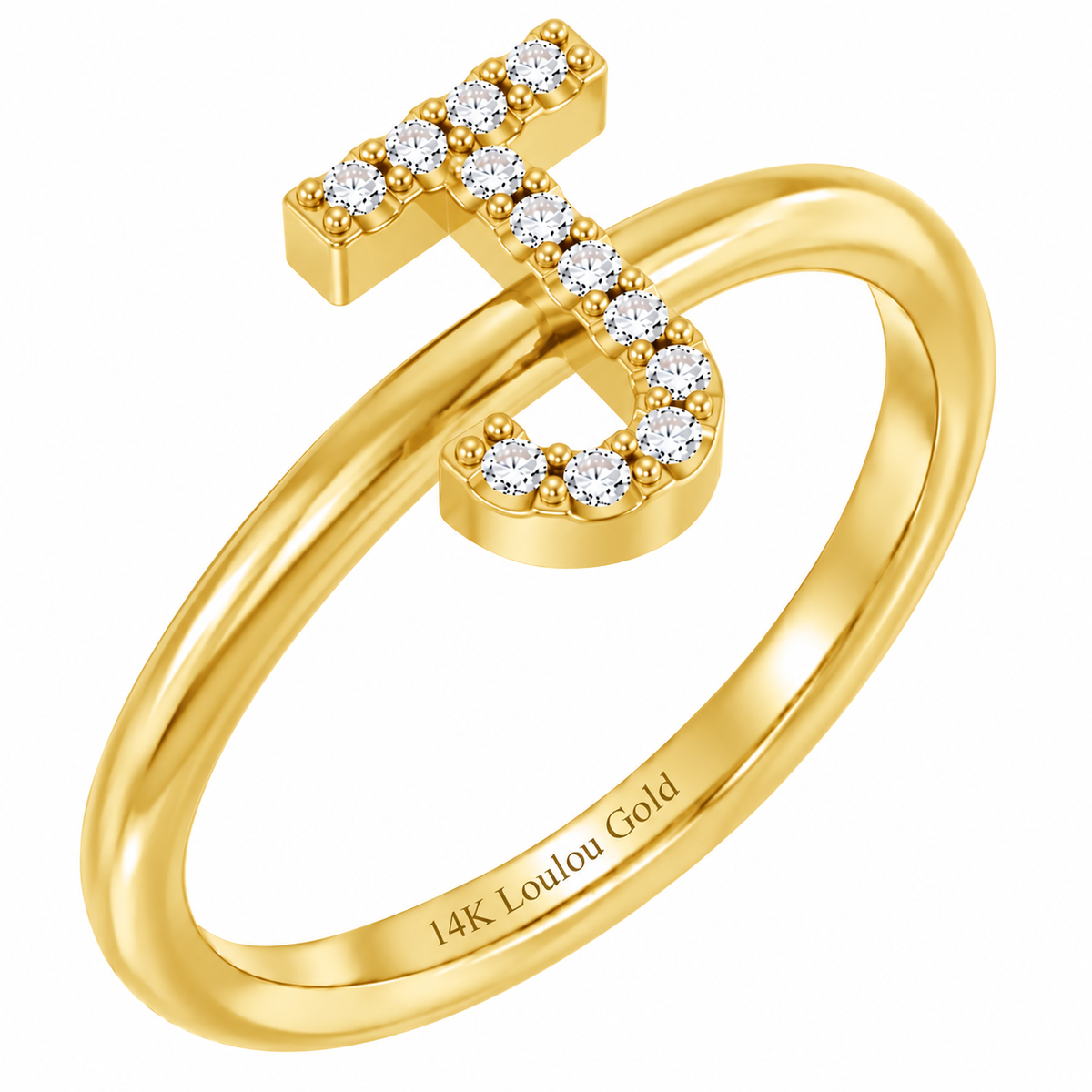 14K initial Diamond Ring