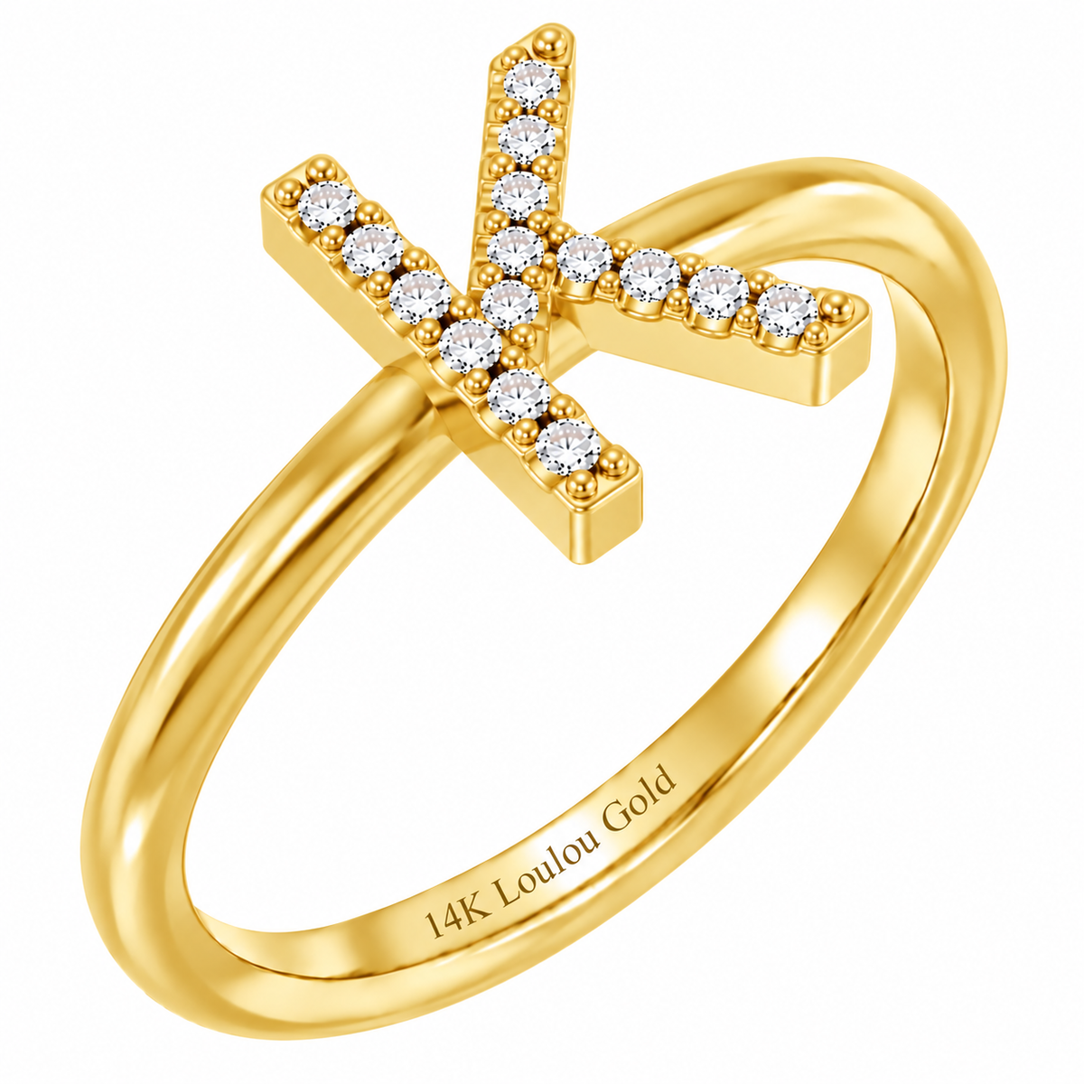 14K initial Diamond Ring