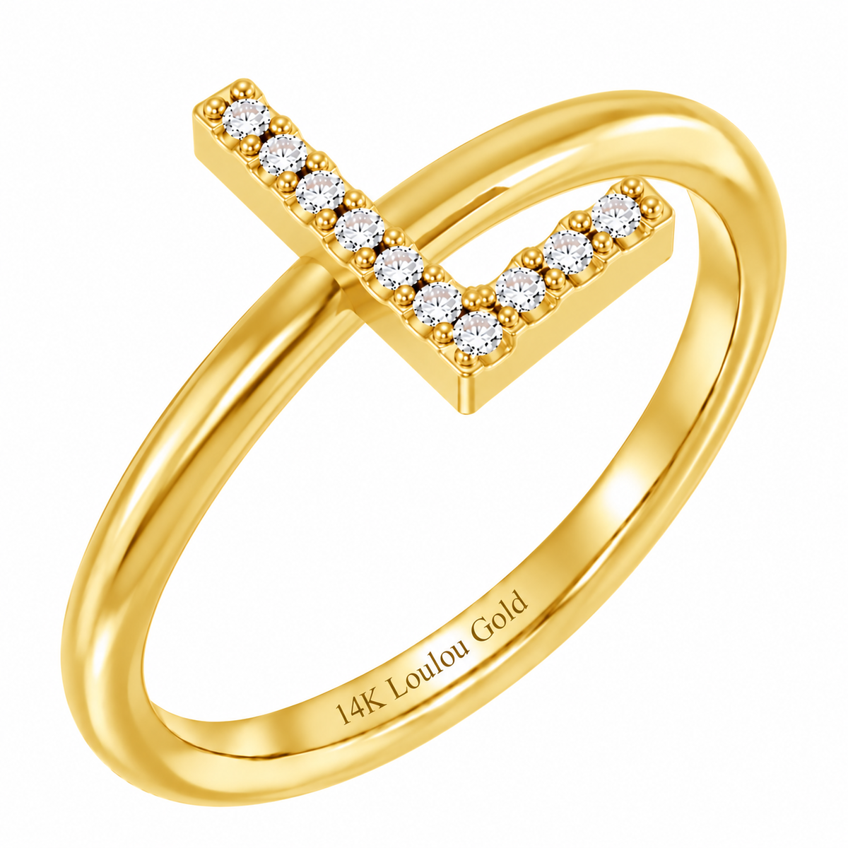 14K initial Diamond Ring