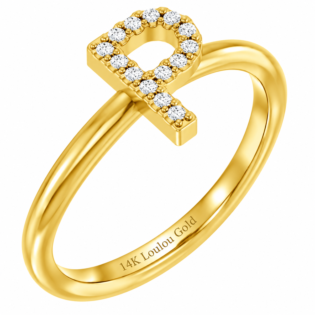 14K initial Diamond Ring