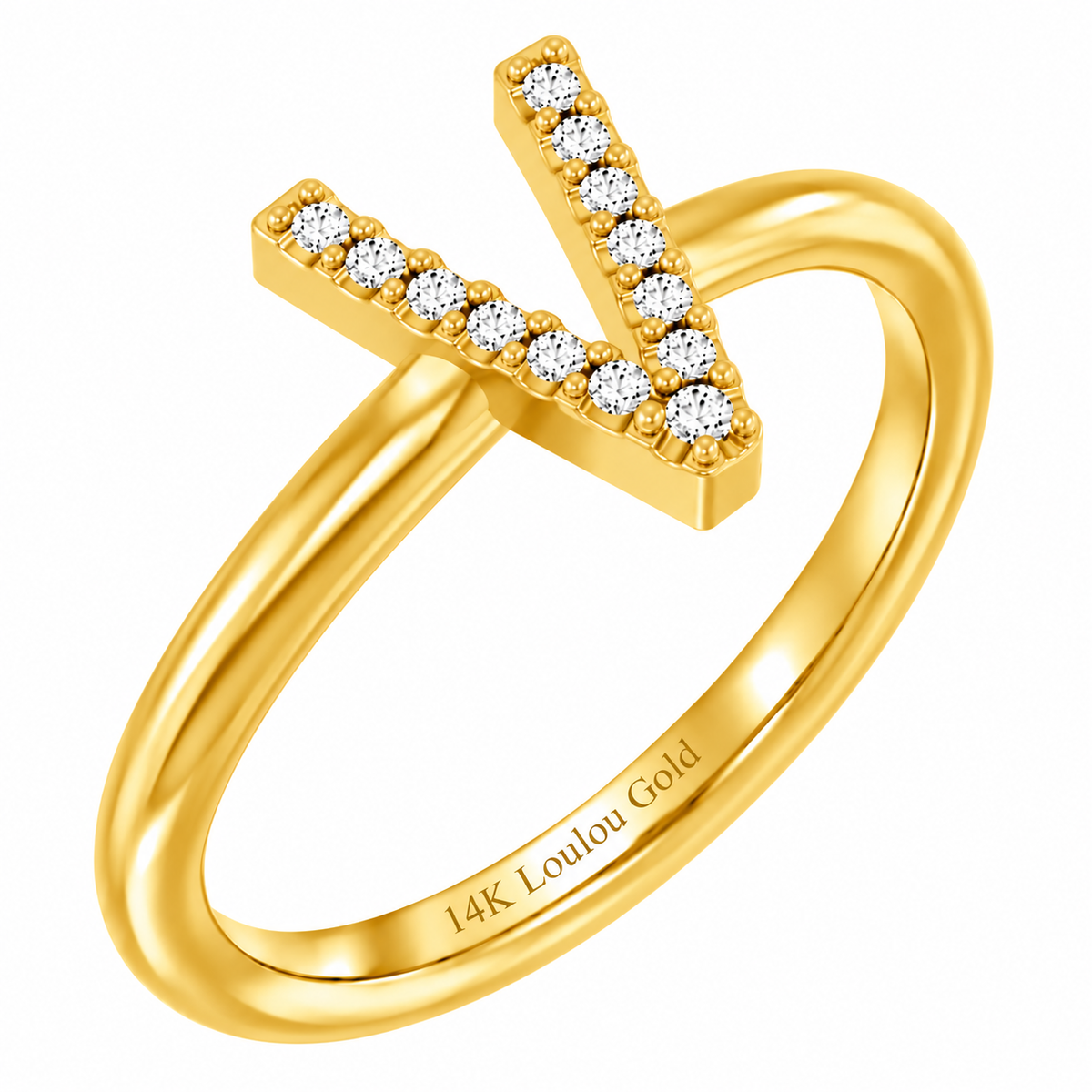14K initial Diamond Ring