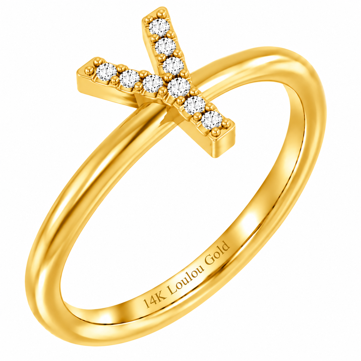 14K initial Diamond Ring