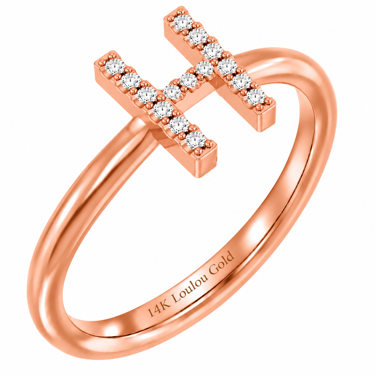 14K initial Diamond Ring