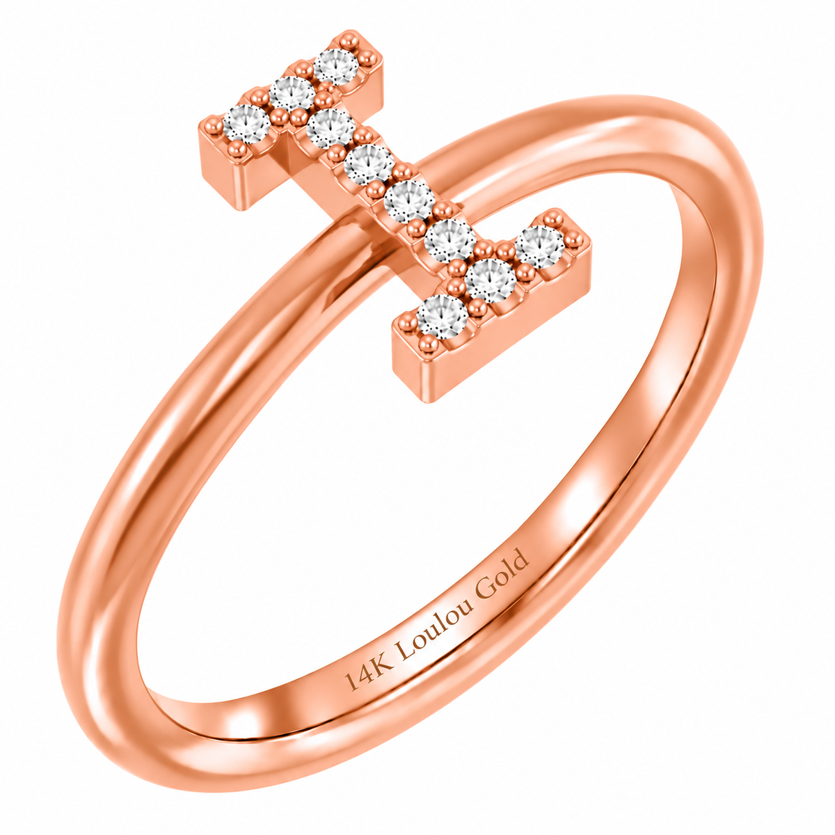 14K initial Diamond Ring