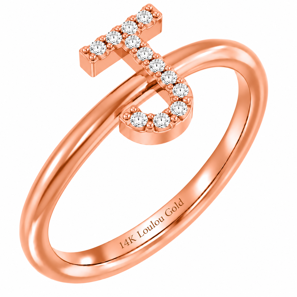 14K initial Diamond Ring