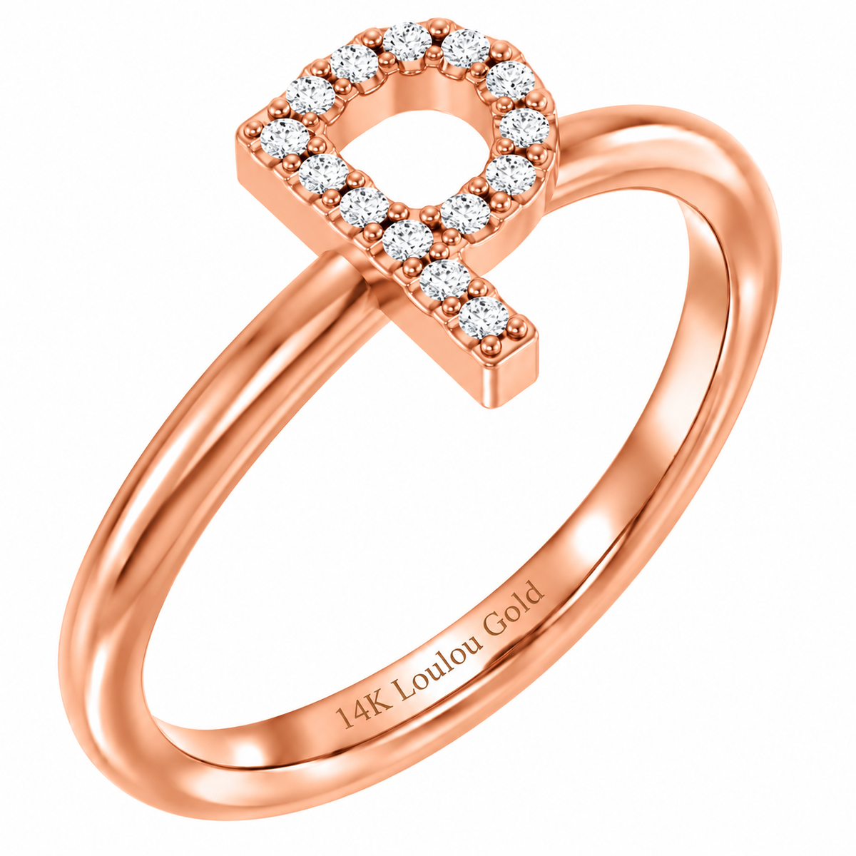 14K initial Diamond Ring