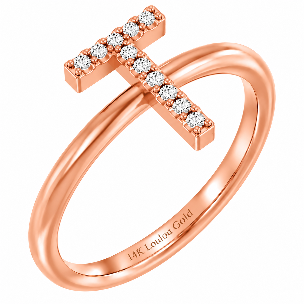 14K initial Diamond Ring
