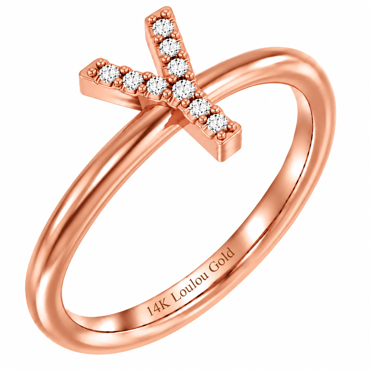 14K initial Diamond Ring
