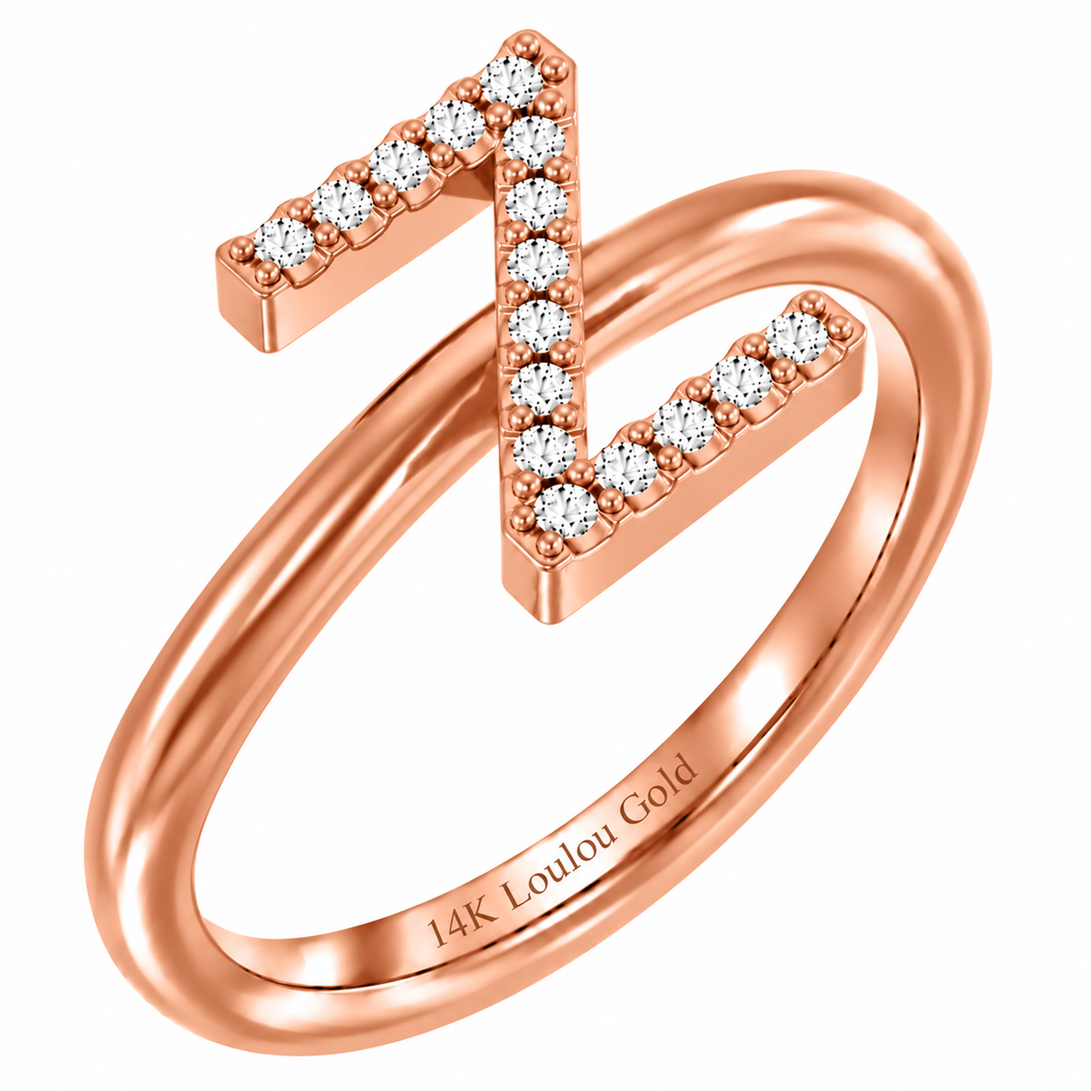 14K initial Diamond Ring