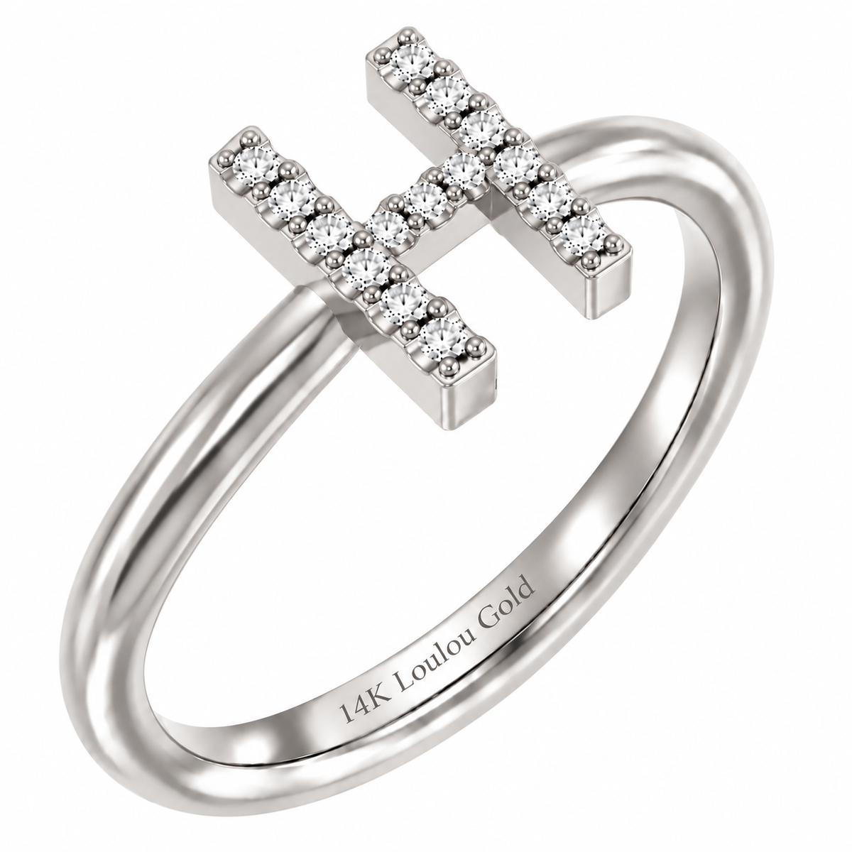 14K initial Diamond Ring
