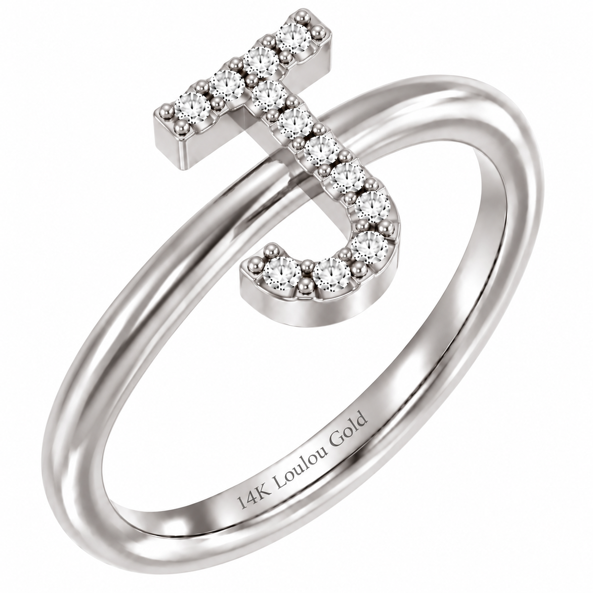 14K initial Diamond Ring