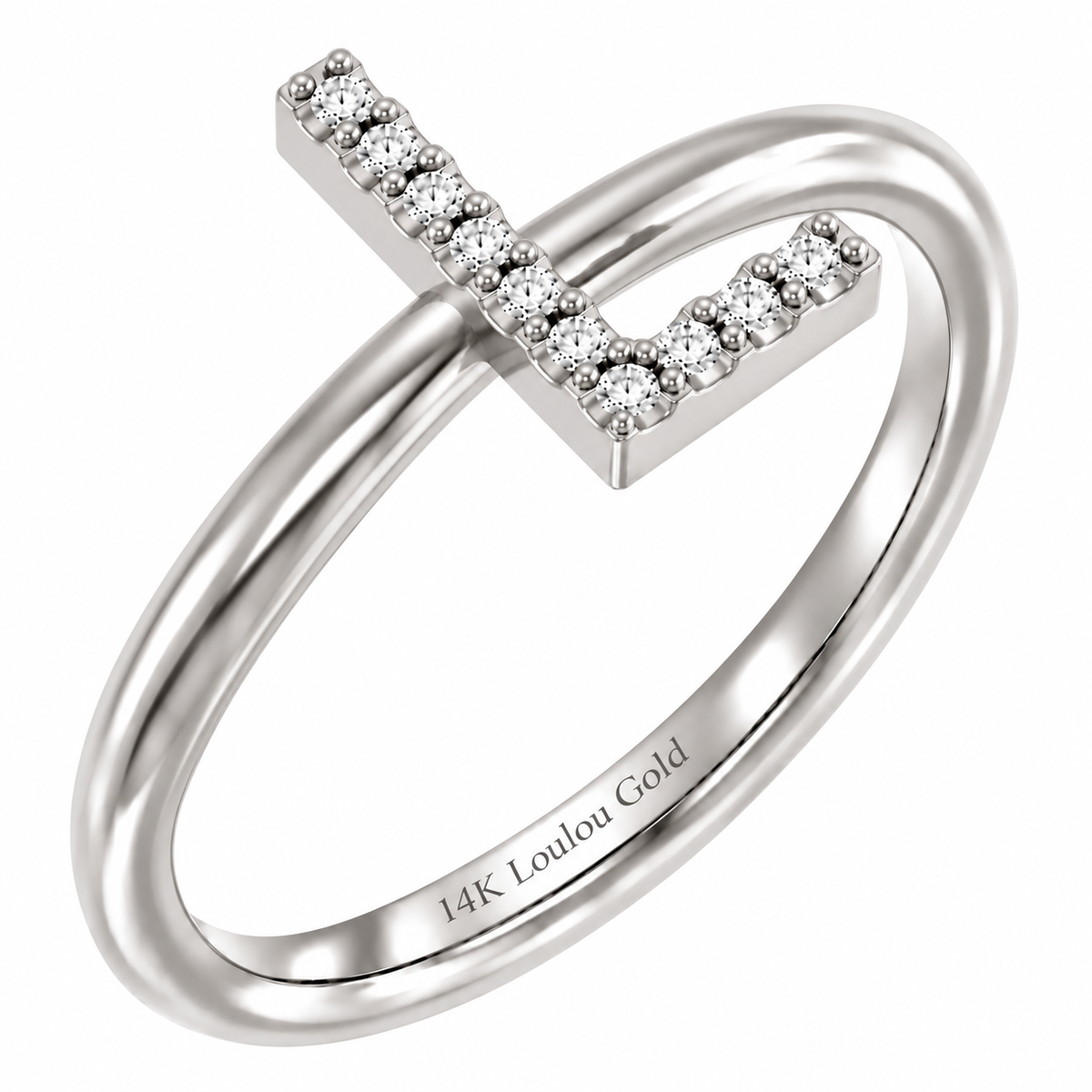 14K initial Diamond Ring