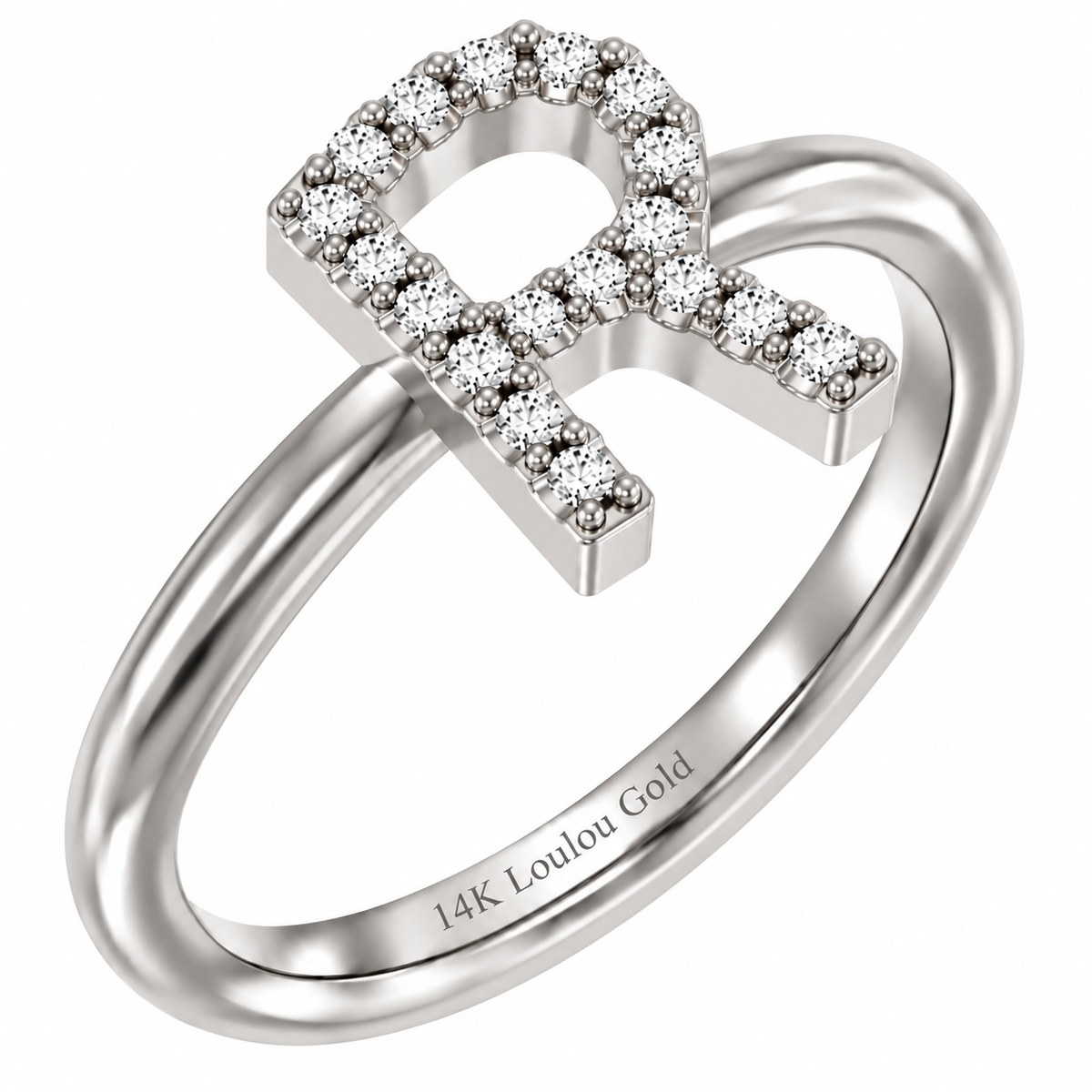 14K initial Diamond Ring