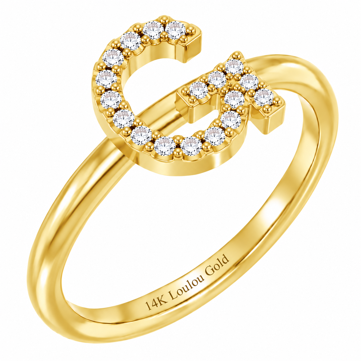 14K initial Diamond Ring