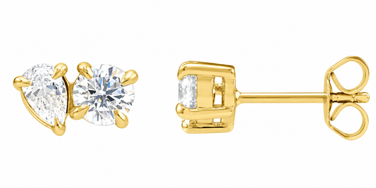 14K 2Stone Stud Earrings