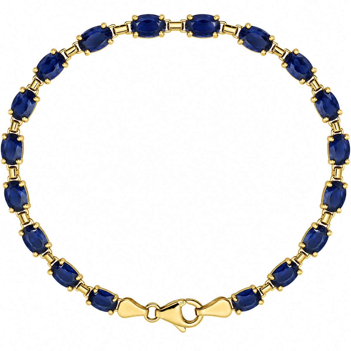 14K Yellow Gold Oval Sapphire Tennis Bracelet