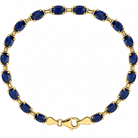 14K Yellow Gold Oval Sapphire Tennis Bracelet