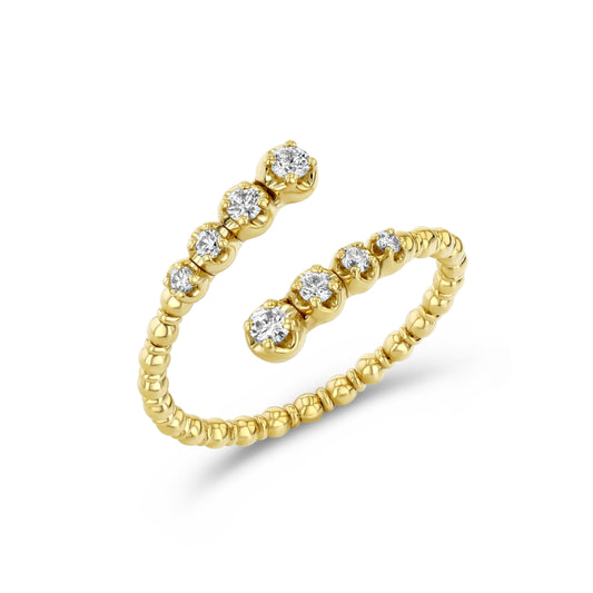 14K Beaded Bypass Ring