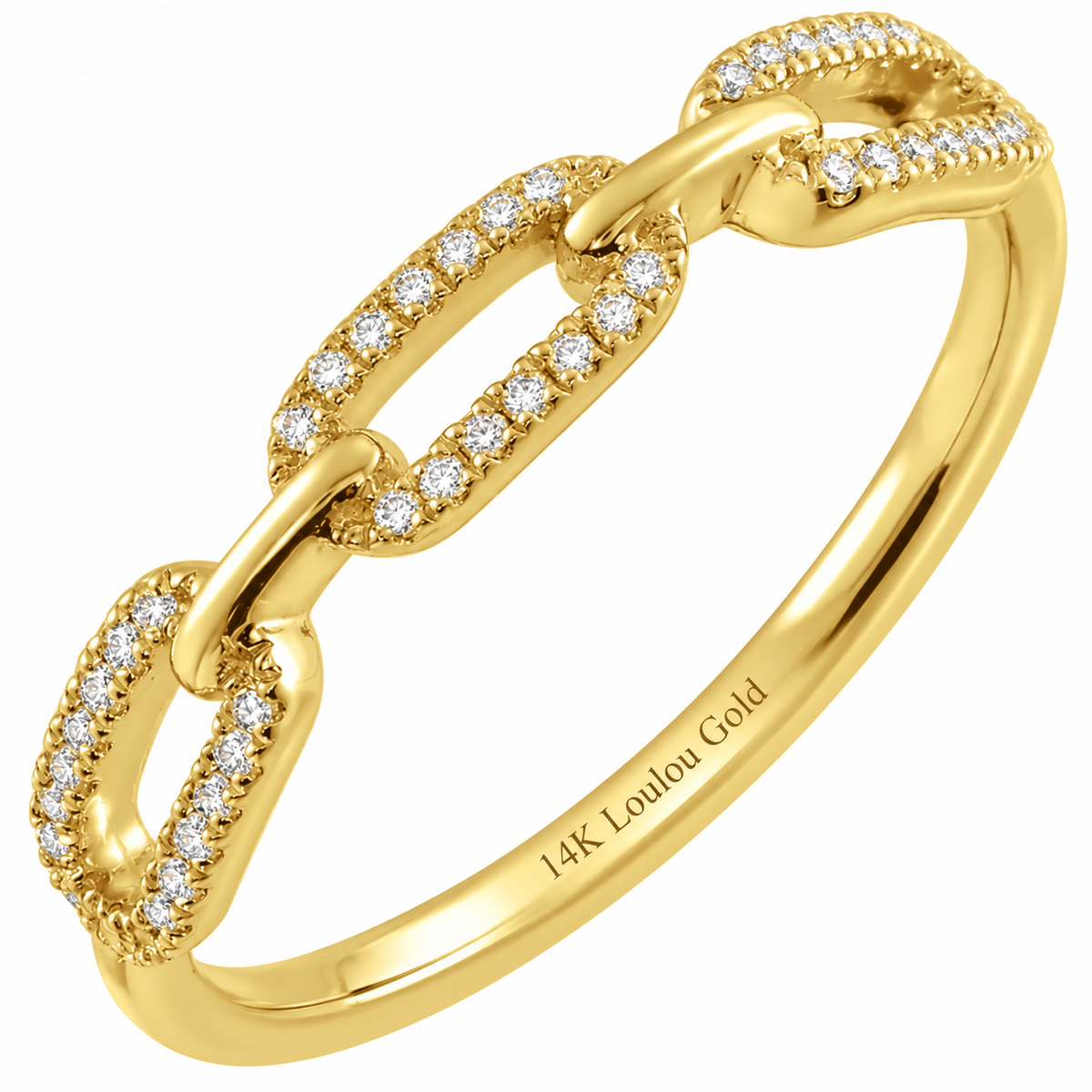 14K Diamond Link Chain Ring