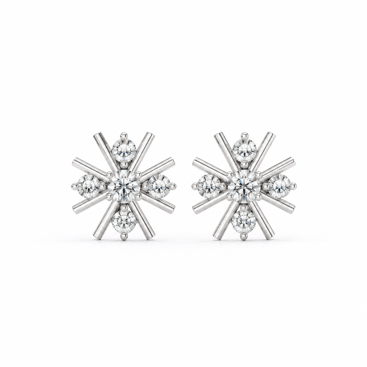 14K Snowflake Diamond Stud Earring