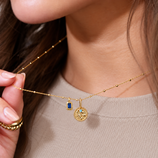 14K Heart Disc Charm Necklace