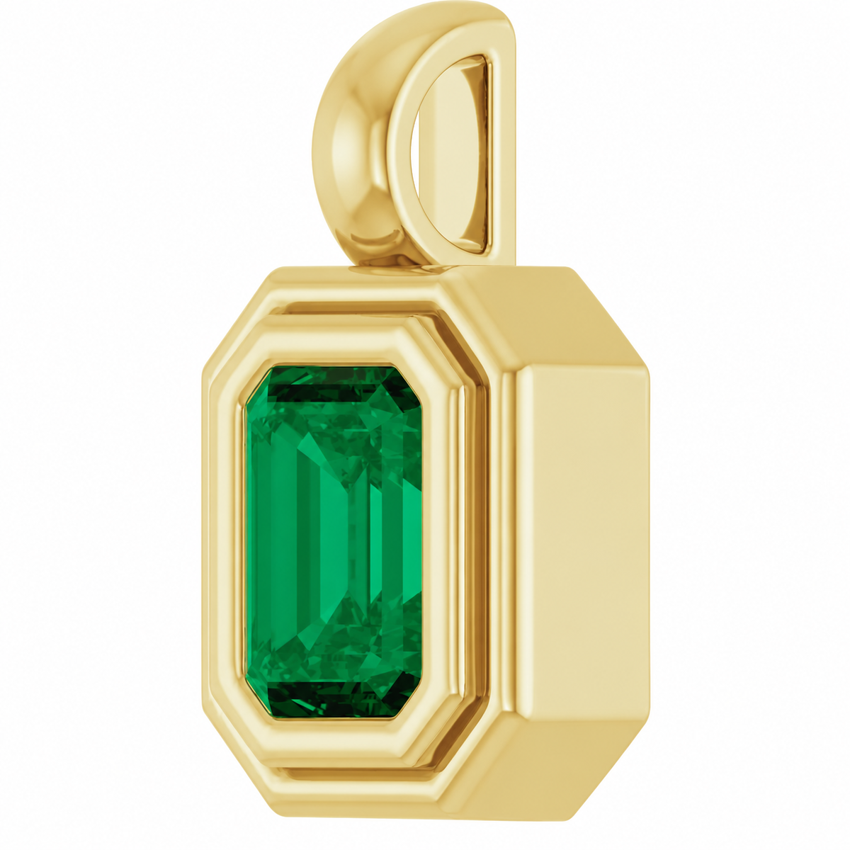 14K Emerald Disc Charm Necklace