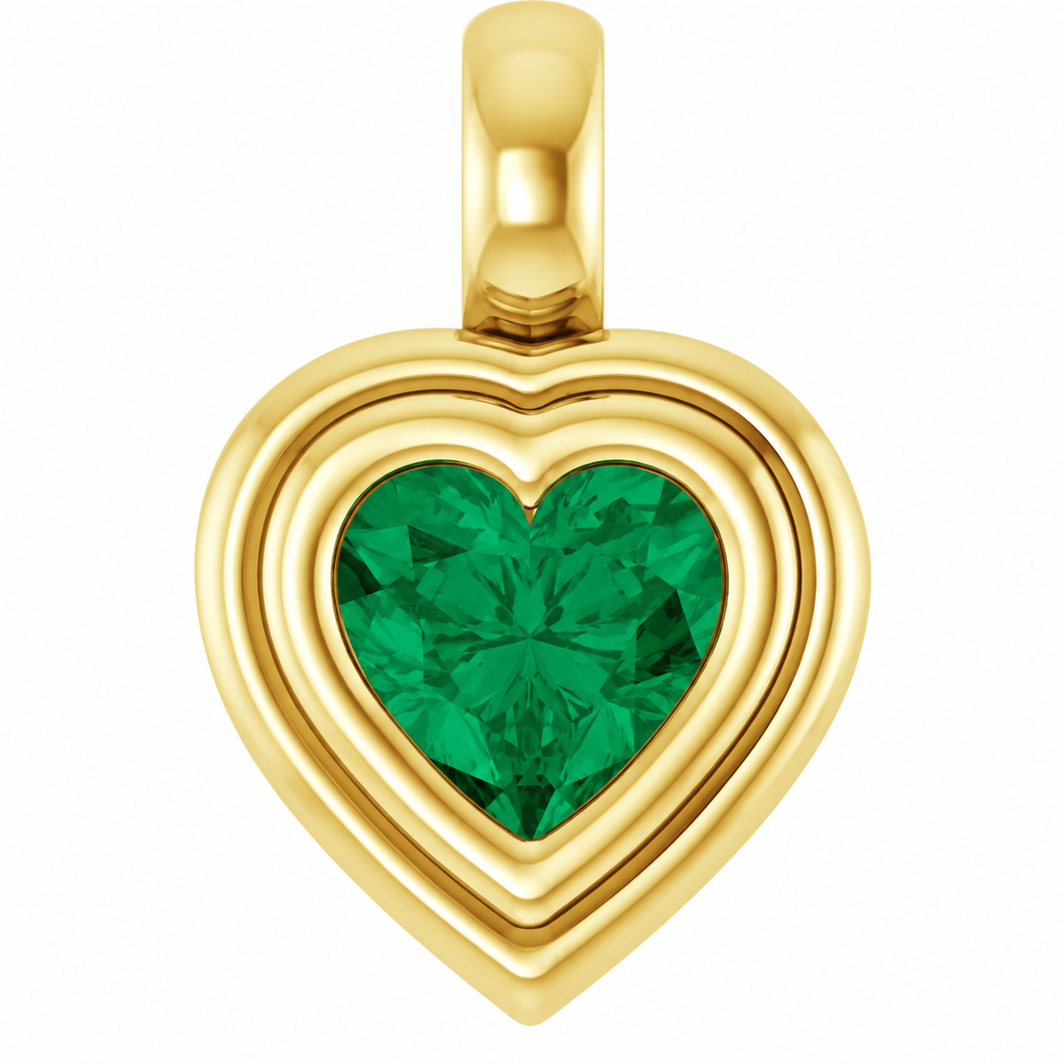 14K Heart Disc Charm Necklace