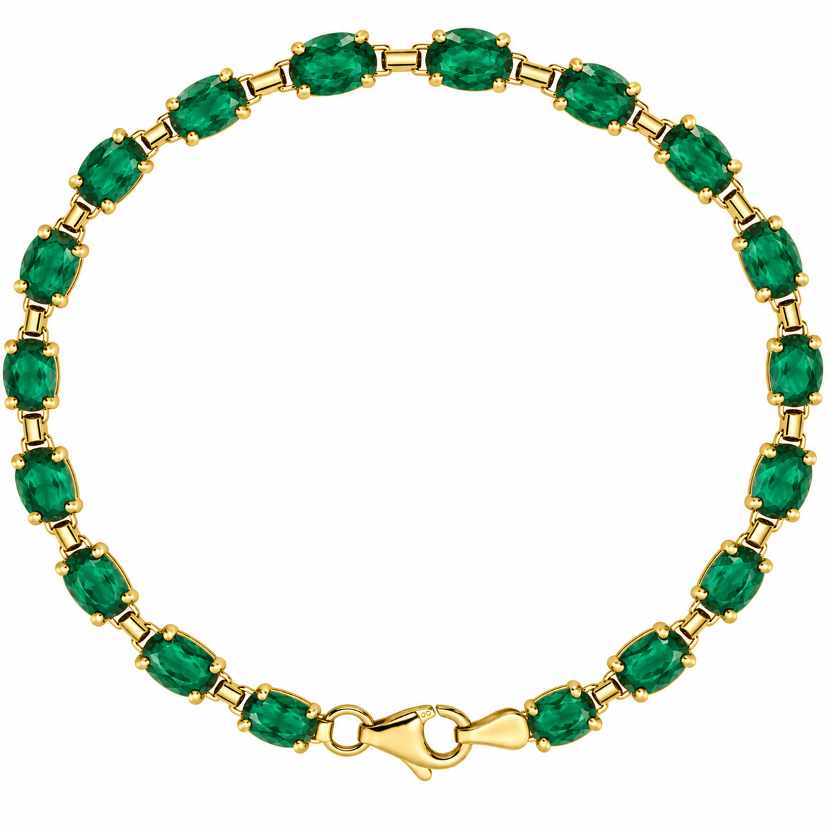 14K Yellow Gold Oval Emerald Tennis Bracelet