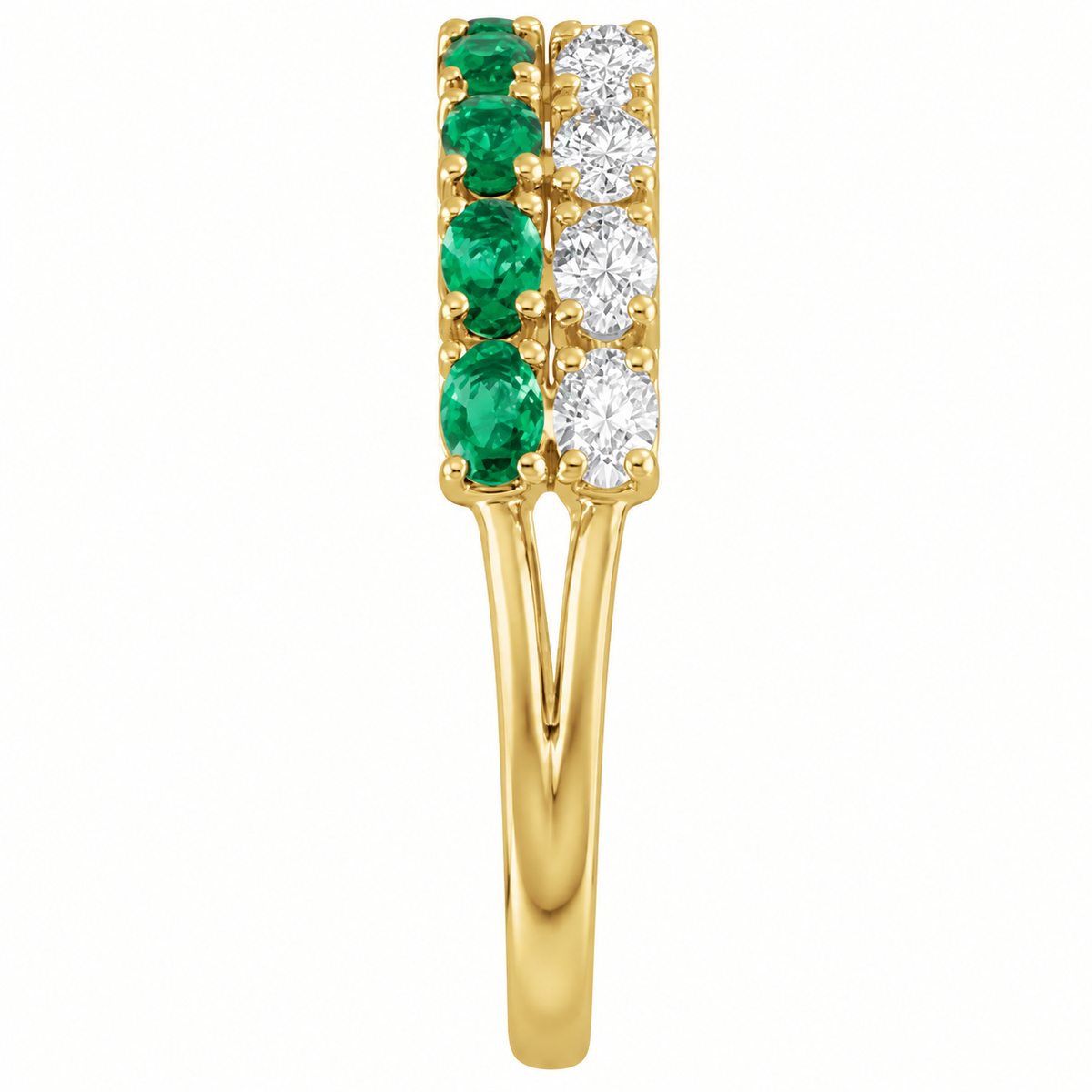 14K Duet Emerald & Diamond Oval Ring