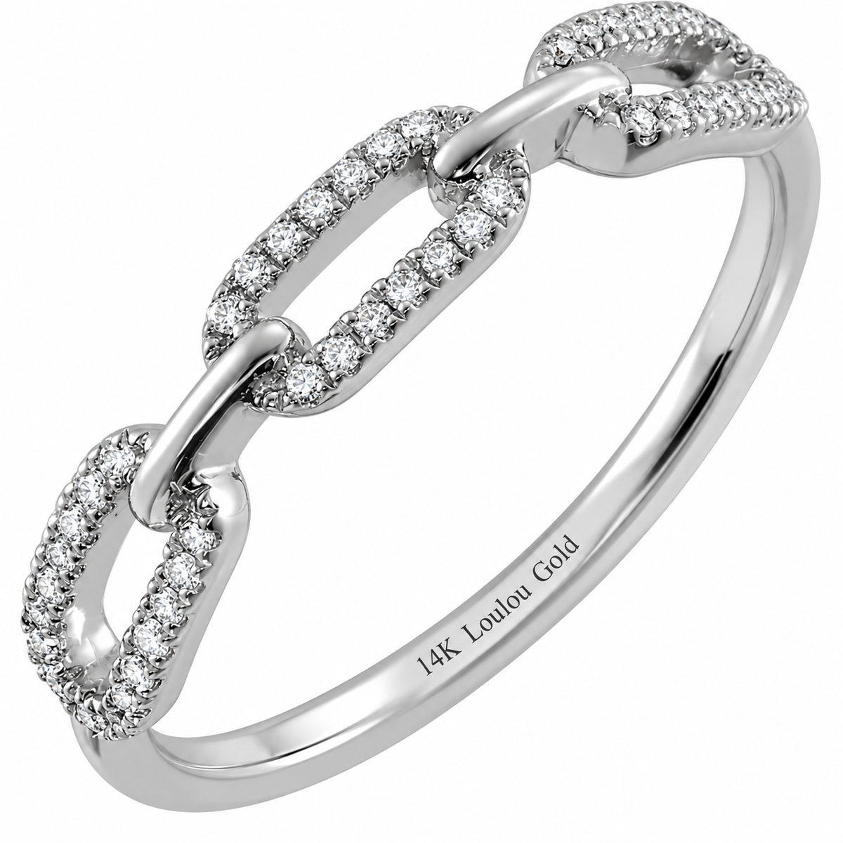 14K Diamond Link Chain Ring