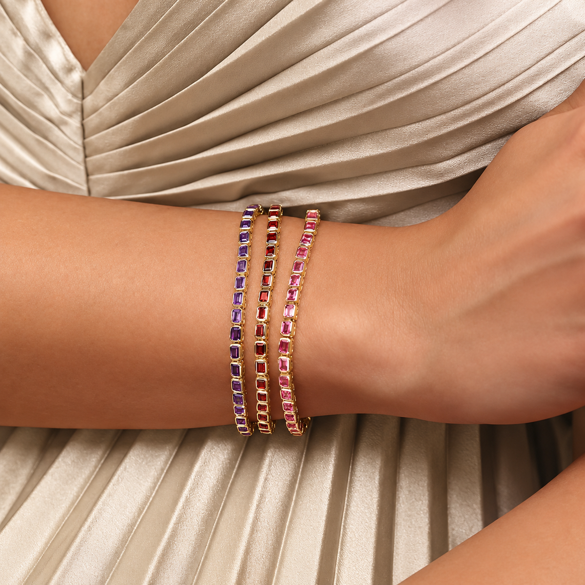 14K Emerald Sapphire Tennis Bracelet