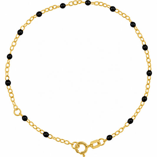 14K Adjustable Black Bead Chain Bracelet
