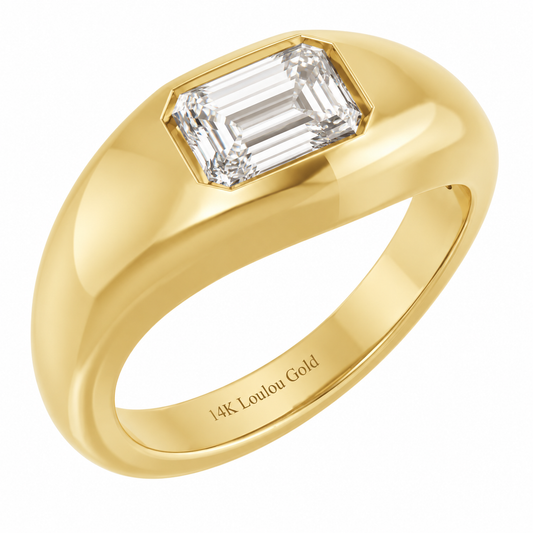14K Emerald Diamond Solo Ring