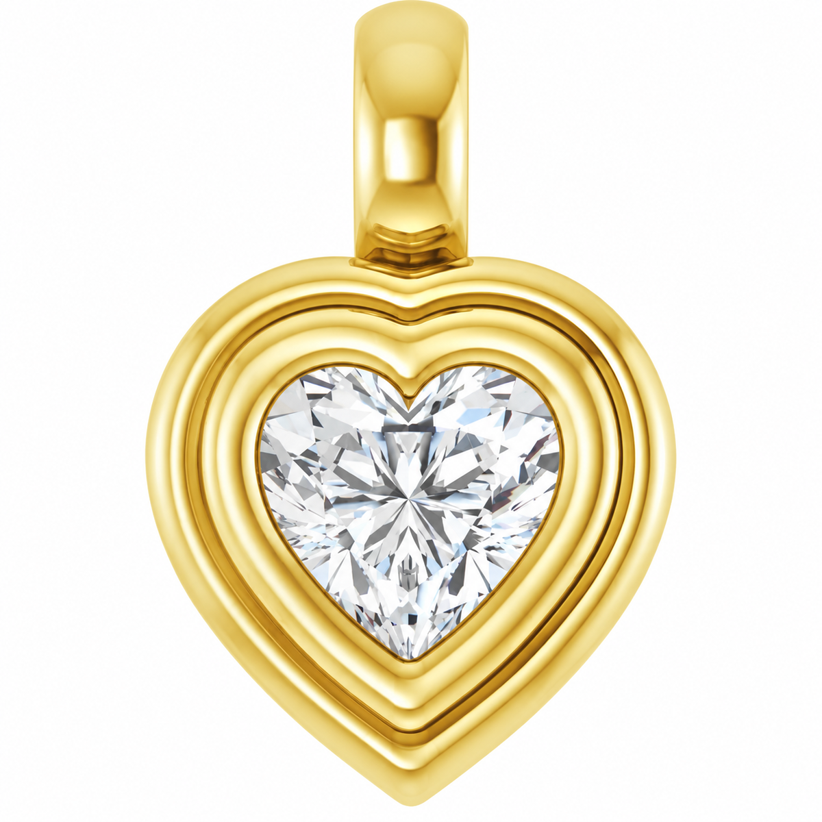 14K Heart Disc Charm Necklace